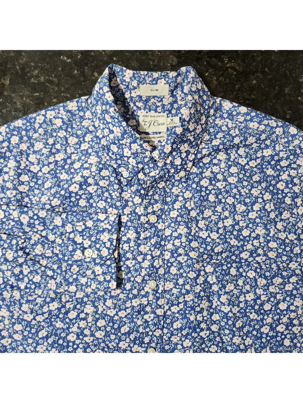 J Crew Slim Button Down Shirt Floral Flower All Over Preppy Summer Money Medium